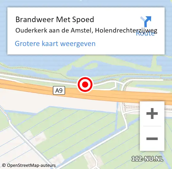 Locatie op kaart van de 112 melding: Brandweer Met Spoed Naar Ouderkerk aan de Amstel, Holendrechterzijweg op 20 juni 2020 20:50
