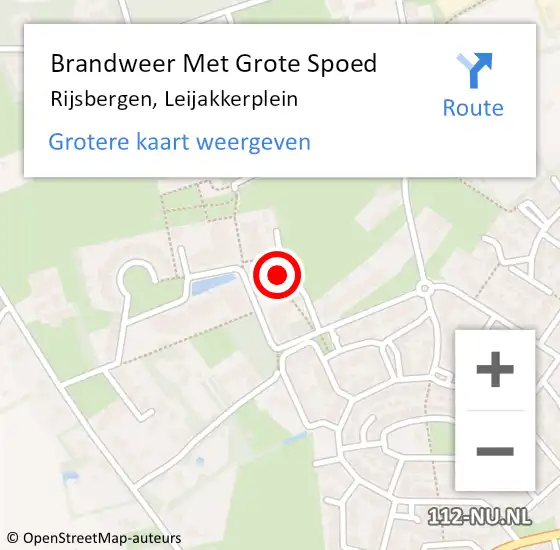 Locatie op kaart van de 112 melding: Brandweer Met Grote Spoed Naar Rijsbergen, Leijakkerplein op 20 juni 2020 21:19