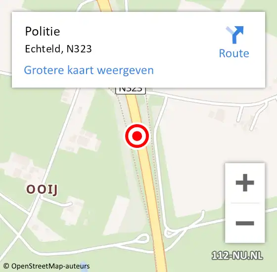 Locatie op kaart van de 112 melding: Politie Echteld, N323 op 20 juni 2020 21:27