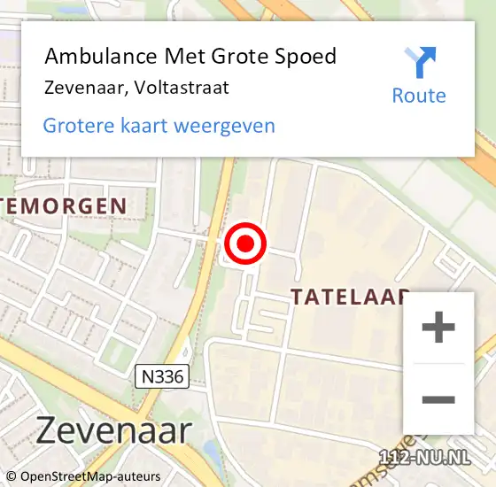 Locatie op kaart van de 112 melding: Ambulance Met Grote Spoed Naar Zevenaar, Voltastraat op 20 juni 2020 21:40