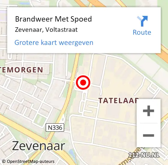 Locatie op kaart van de 112 melding: Brandweer Met Spoed Naar Zevenaar, Voltastraat op 20 juni 2020 22:01