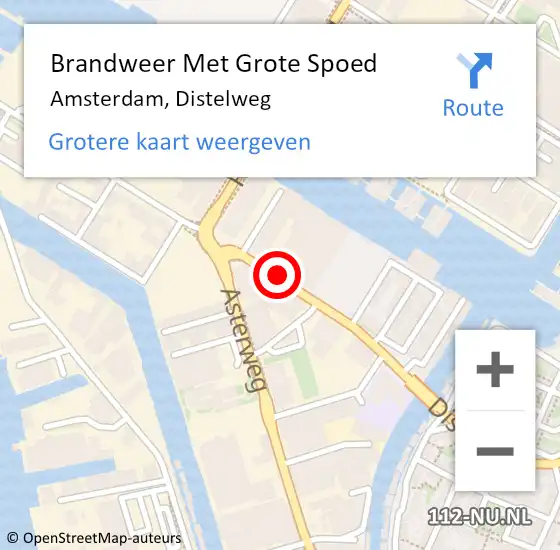 Locatie op kaart van de 112 melding: Brandweer Met Grote Spoed Naar Amsterdam, Distelweg op 20 juni 2020 23:03