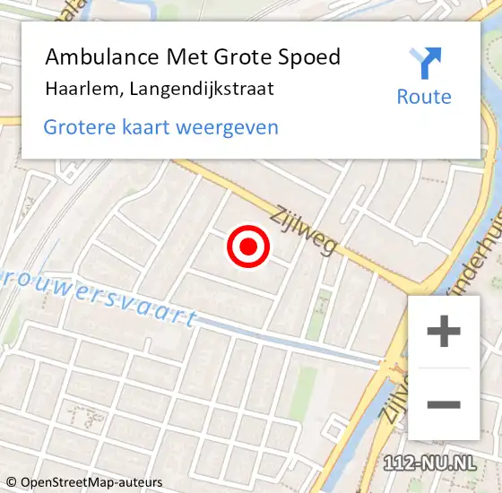 Locatie op kaart van de 112 melding: Ambulance Met Grote Spoed Naar Haarlem, Langendijkstraat op 20 juni 2020 23:42