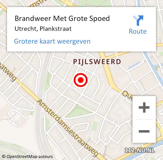 Locatie op kaart van de 112 melding: Brandweer Met Grote Spoed Naar Utrecht, Plankstraat op 21 juni 2020 02:15