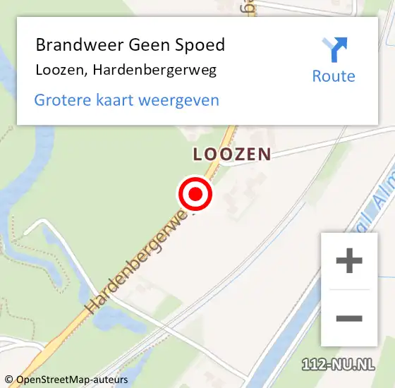 Locatie op kaart van de 112 melding: Brandweer Geen Spoed Naar Loozen, Hardenbergerweg op 21 juni 2020 03:17