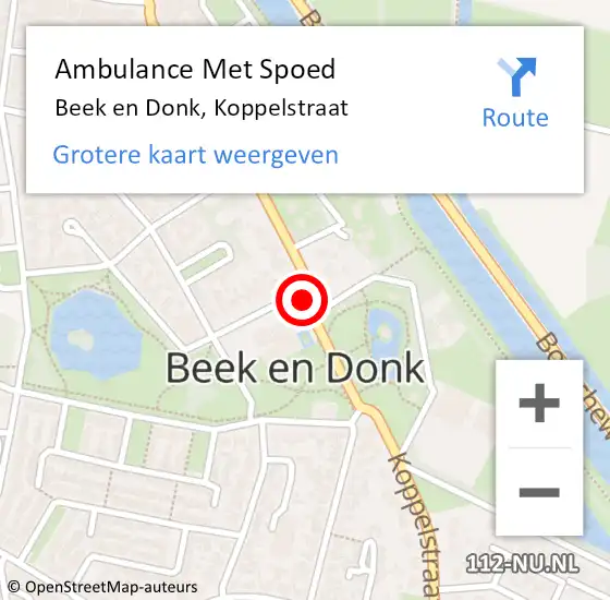 Locatie op kaart van de 112 melding: Ambulance Met Spoed Naar Beek en Donk, Koppelstraat op 21 juni 2020 03:41