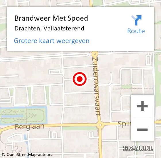 Locatie op kaart van de 112 melding: Brandweer Met Spoed Naar Drachten, Vallaatsterend op 21 juni 2020 03:51