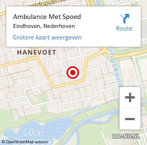 Locatie op kaart van de 112 melding: Ambulance Met Spoed Naar Eindhoven, Nederhoven op 21 juni 2020 05:46