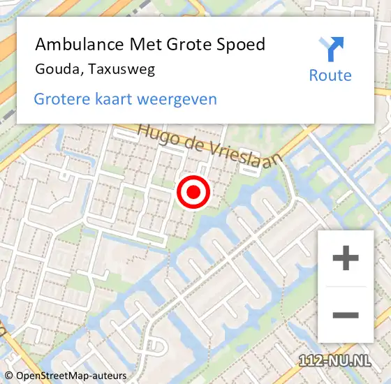 Locatie op kaart van de 112 melding: Ambulance Met Grote Spoed Naar Gouda, Taxusweg op 21 juni 2020 07:33