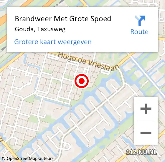 Locatie op kaart van de 112 melding: Brandweer Met Grote Spoed Naar Gouda, Taxusweg op 21 juni 2020 07:39