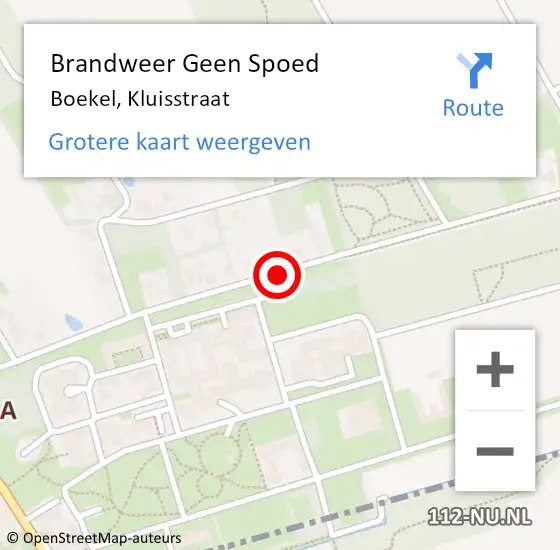 Locatie op kaart van de 112 melding: Brandweer Geen Spoed Naar Boekel, Kluisstraat op 21 juni 2020 08:10
