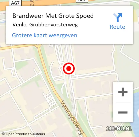 Locatie op kaart van de 112 melding: Brandweer Met Grote Spoed Naar Venlo, Grubbenvorsterweg op 21 juni 2020 08:54