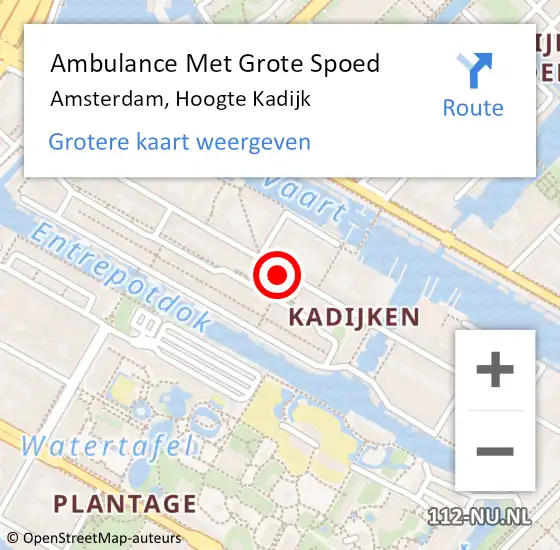 Locatie op kaart van de 112 melding: Ambulance Met Grote Spoed Naar Amsterdam, Hoogte Kadijk op 21 juni 2020 10:10