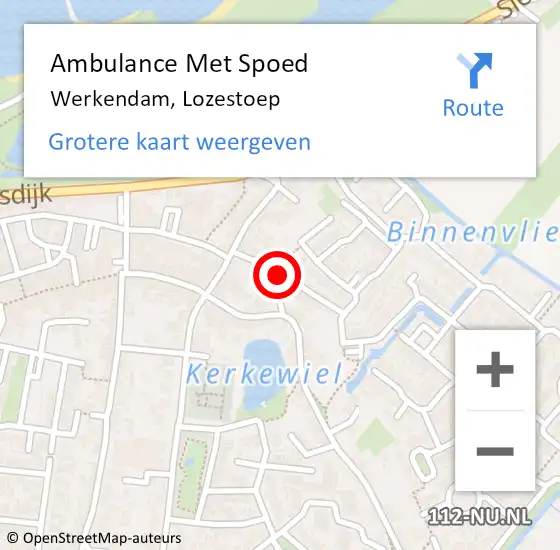 Locatie op kaart van de 112 melding: Ambulance Met Spoed Naar Werkendam, Lozestoep op 21 juni 2020 11:07