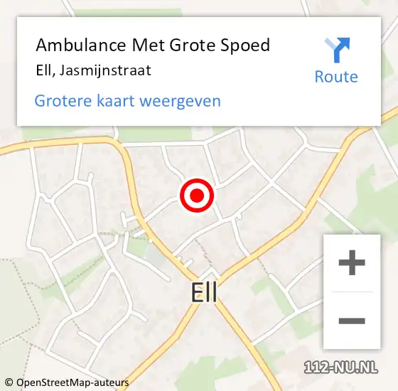 Locatie op kaart van de 112 melding: Ambulance Met Grote Spoed Naar Ell, Jasmijnstraat op 21 juni 2020 11:30