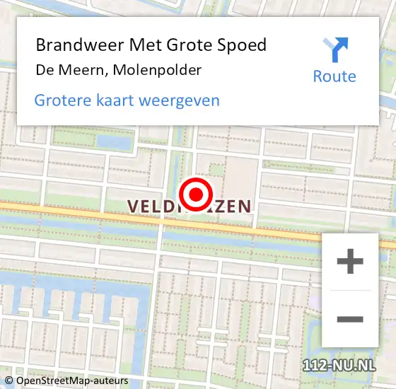 Locatie op kaart van de 112 melding: Brandweer Met Grote Spoed Naar De Meern, Molenpolder op 21 juni 2020 11:37