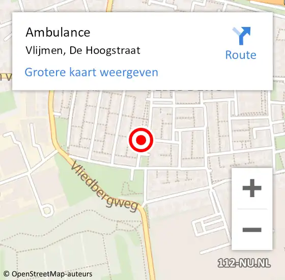 Locatie op kaart van de 112 melding: Ambulance Vlijmen, De Hoogstraat op 21 juni 2020 12:17