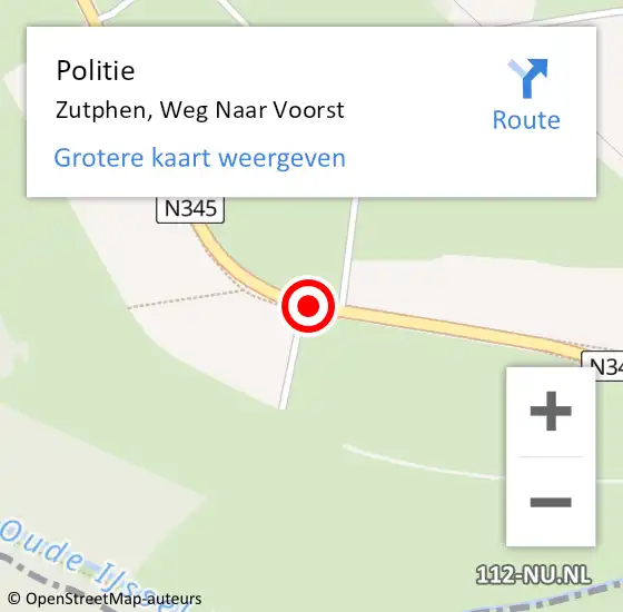 Locatie op kaart van de 112 melding: Politie Zutphen, Weg Naar Voorst op 21 juni 2020 13:33