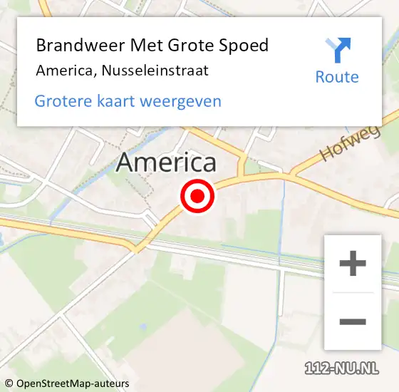 Locatie op kaart van de 112 melding: Brandweer Met Grote Spoed Naar America, Nusseleinstraat op 21 juni 2020 13:41