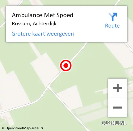 Locatie op kaart van de 112 melding: Ambulance Met Spoed Naar Rossum, Achterdijk op 21 juni 2020 14:34