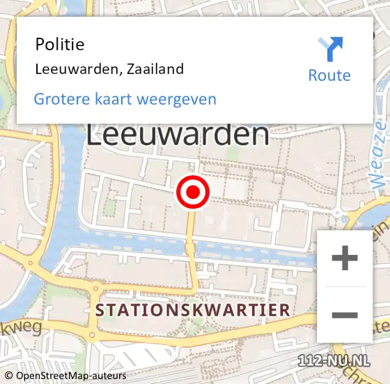 Locatie op kaart van de 112 melding: Politie Leeuwarden, Zaailand op 21 juni 2020 14:45