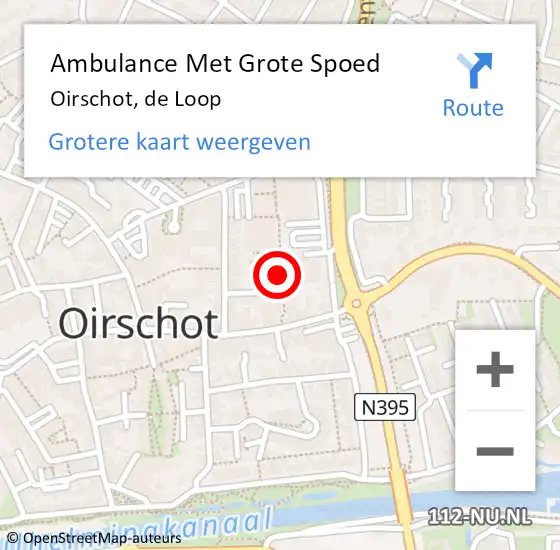 Locatie op kaart van de 112 melding: Ambulance Met Grote Spoed Naar Oirschot, de Loop op 21 juni 2020 14:55