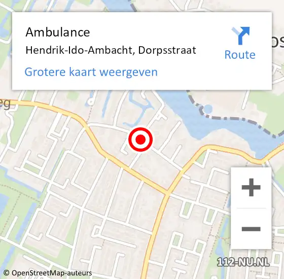 Locatie op kaart van de 112 melding: Ambulance Hendrik-Ido-Ambacht, Dorpsstraat op 21 juni 2020 15:16