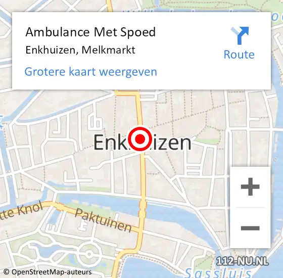 Locatie op kaart van de 112 melding: Ambulance Met Spoed Naar Enkhuizen, Melkmarkt op 21 juni 2020 16:15