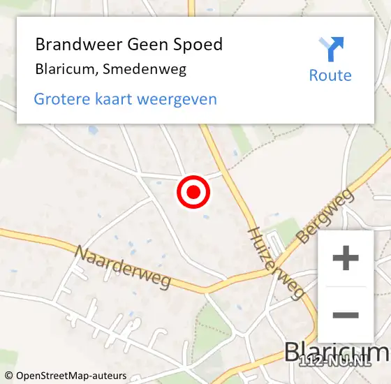 Locatie op kaart van de 112 melding: Brandweer Geen Spoed Naar Blaricum, Smedenweg op 10 mei 2014 08:31