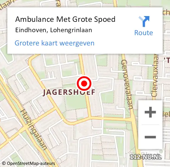 Locatie op kaart van de 112 melding: Ambulance Met Grote Spoed Naar Eindhoven, Lohengrinlaan op 21 juni 2020 16:44