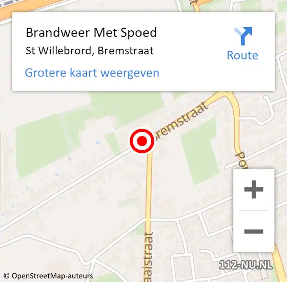 Locatie op kaart van de 112 melding: Brandweer Met Spoed Naar St Willebrord, Bremstraat op 21 juni 2020 18:25