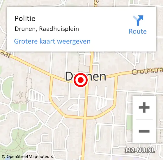Locatie op kaart van de 112 melding: Politie Drunen, Raadhuisplein op 21 juni 2020 18:54