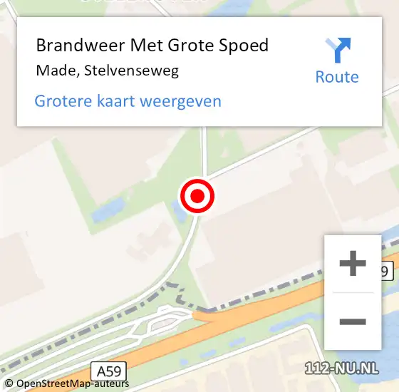 Locatie op kaart van de 112 melding: Brandweer Met Grote Spoed Naar Made, Stelvenseweg op 21 juni 2020 19:52