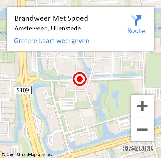 Locatie op kaart van de 112 melding: Brandweer Met Spoed Naar Amstelveen, Uilenstede op 21 juni 2020 21:49