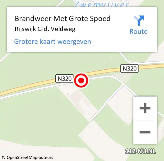Locatie op kaart van de 112 melding: Brandweer Met Grote Spoed Naar Rijswijk Gld, Veldweg op 22 juni 2020 00:15