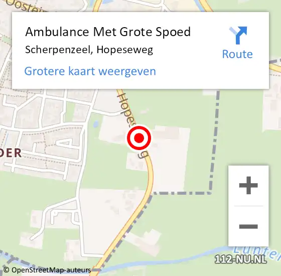 Locatie op kaart van de 112 melding: Ambulance Met Grote Spoed Naar Scherpenzeel, Hopeseweg op 22 juni 2020 00:24