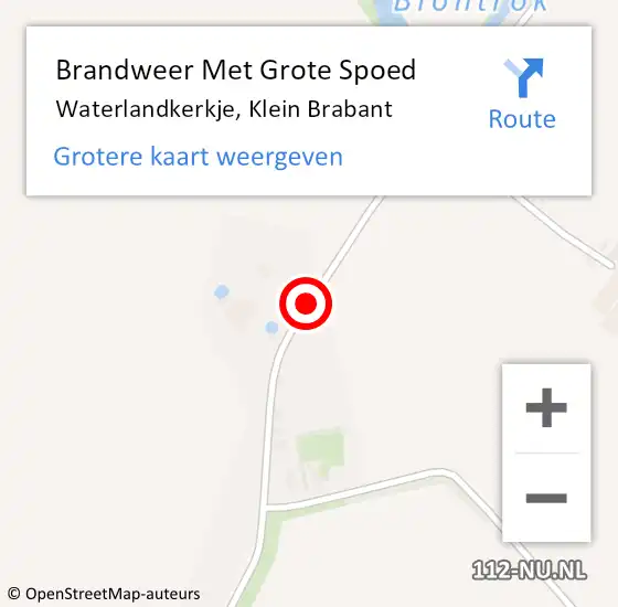 Locatie op kaart van de 112 melding: Brandweer Met Grote Spoed Naar Waterlandkerkje, Klein Brabant op 22 juni 2020 01:52