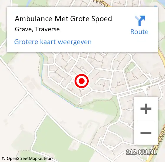 Locatie op kaart van de 112 melding: Ambulance Met Grote Spoed Naar Grave, Traverse op 22 juni 2020 03:28