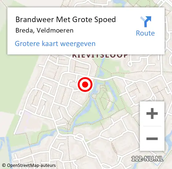 Locatie op kaart van de 112 melding: Brandweer Met Grote Spoed Naar Breda, Veldmoeren op 22 juni 2020 07:03
