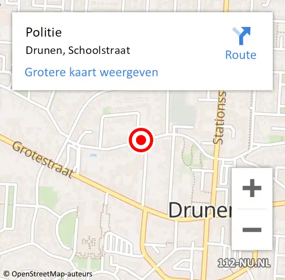 Locatie op kaart van de 112 melding: Politie Drunen, Schoolstraat op 22 juni 2020 08:49