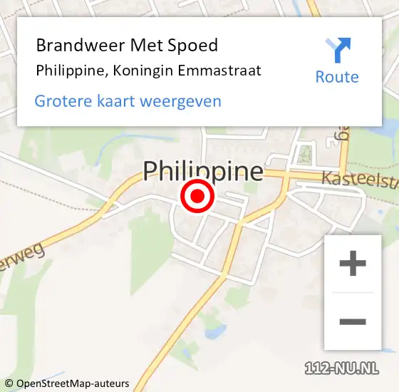 Locatie op kaart van de 112 melding: Brandweer Met Spoed Naar Philippine, Koningin Emmastraat op 22 juni 2020 09:04