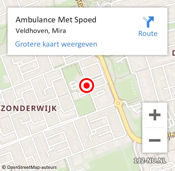 Locatie op kaart van de 112 melding: Ambulance Met Spoed Naar Veldhoven, Mira op 22 juni 2020 10:14