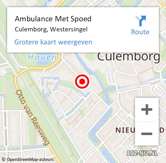Locatie op kaart van de 112 melding: Ambulance Met Spoed Naar Culemborg, Westersingel op 22 juni 2020 10:30