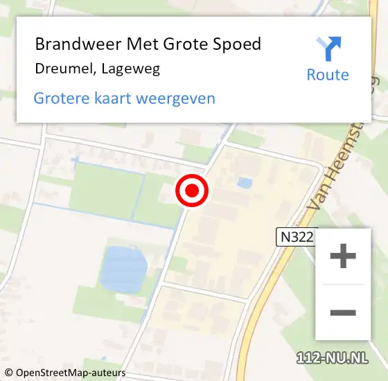 Locatie op kaart van de 112 melding: Brandweer Met Grote Spoed Naar Dreumel, Lageweg op 22 juni 2020 11:23