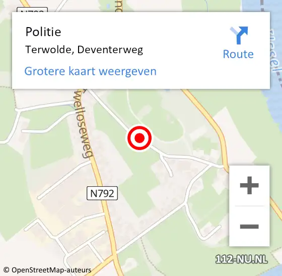 Locatie op kaart van de 112 melding: Politie Terwolde, Deventerweg op 22 juni 2020 11:38