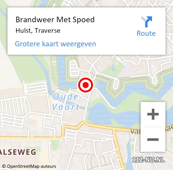 Locatie op kaart van de 112 melding: Brandweer Met Spoed Naar Hulst, Traverse op 22 juni 2020 11:40