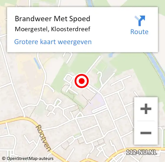 Locatie op kaart van de 112 melding: Brandweer Met Spoed Naar Moergestel, Kloosterdreef op 22 juni 2020 11:47