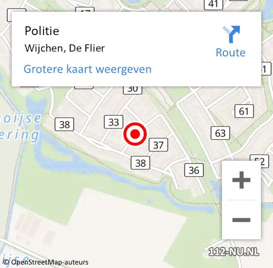 Locatie op kaart van de 112 melding: Politie Wijchen, De Flier op 22 juni 2020 11:58