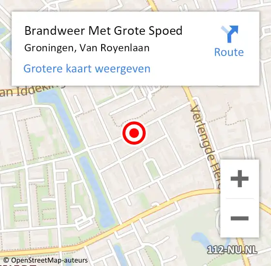 Locatie op kaart van de 112 melding: Brandweer Met Grote Spoed Naar Groningen, Van Royenlaan op 22 juni 2020 12:27