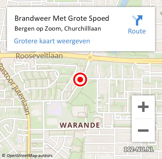 Locatie op kaart van de 112 melding: Brandweer Met Grote Spoed Naar Bergen op Zoom, Churchilllaan op 22 juni 2020 12:31